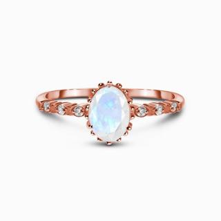 Royal Fashion prsteň Nad mraky 14k ružové zlato Vermeil s drahokamom Moonstonom a drahokamami topazy GU-DR23095R-ROSEGOLD-MOONSTONE-TOPAZ Velikost: 10…