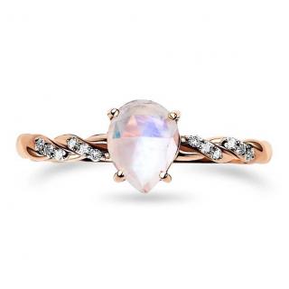 Royal Fashion prsteň Prepletený s drahokamom Moonstonom 14k ružové zlato Vermeil GU-DR8707R-ROSEGOLD-MOONSTONE-ZIRCON Velikost prstenu: 6 (EU: 51-53)