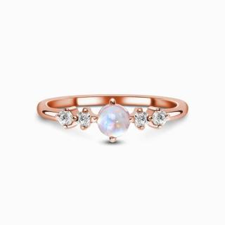 Royal Fashion prsteň Rozkoš 14k ružové zlato Vermeil s drahokamom Moonstonom a drahokamami topazy GU-DR8702R-ROSEGOLD-MOONSTONE-TOPAZ Velikost: 5 (EU:…