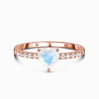Royal Fashion prsteň Srdce 14k ružové zlato Vermeil s drahokamom Moonstonom a drahokamami topazy GU-DR23089R-ROSEGOLD-MOONSTONE-TOPAZ Velikost…
