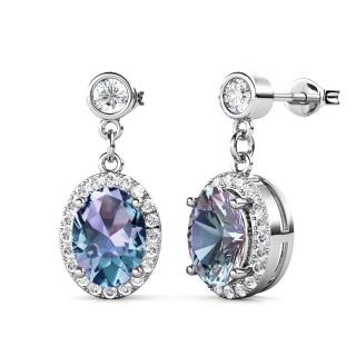 Royal Fashion strieborné náušnice pozlátené 18k bielym zlatom Alexandrit DGES0014-WG