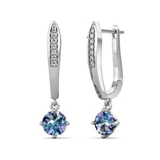 Royal Fashion strieborné náušnice pozlátené 18k bielym zlatom Alexandrit DGES0042-WG