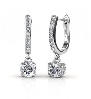 Royal Fashion strieborné náušnice pozlátené 18k bielym zlatom Swarovski DES0150-WG