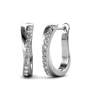 Royal Fashion strieborné náušnice pozlátené 18k bielym zlatom Swarovski DES0225-WG