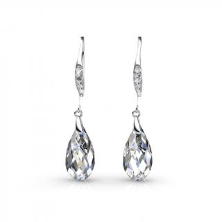 Royal Fashion strieborné náušnice pozlátené 18k bielym zlatom Swarovski DES0241-WG