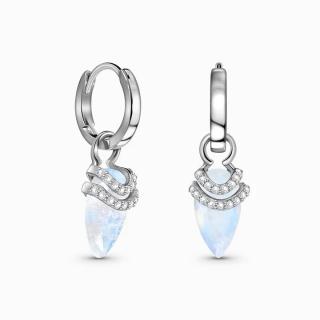 Royal Fashion strieborné rhodiované náušnice Bohyňa s drahokamami Moonstony a drahokamami topazy GU-DR23084E-SILVER-MOONSTONE-TOPAZ