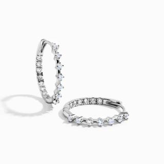 Royal Fashion strieborné rhodiované náušnice Efektné kruhy s drahokamami Moonestony a drahokamami topazy GU-DR23081E-SILVER-MOONSTONE-TOPAZ