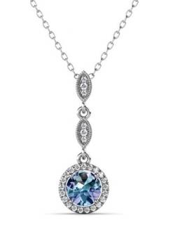 Royal Fashion strieborný náhrdelník pozlátený 18k bielym zlatom Alexandrit DGPS0030-WG