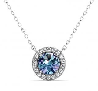Royal Fashion strieborný náhrdelník pozlátený 18k bielym zlatom Alexandrit DGPS0031-WG