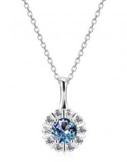 Royal Fashion strieborný náhrdelník pozlátený 18k bielym zlatom Alexandrit DGPS0032-WG
