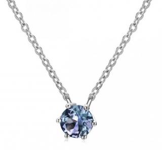 Royal Fashion strieborný náhrdelník pozlátený 18k bielym zlatom Alexandrit DGPS0034-WG