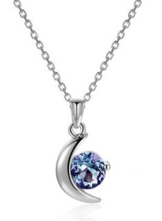 Royal Fashion strieborný náhrdelník pozlátený 18k bielym zlatom Alexandrit DGPS0035-WG