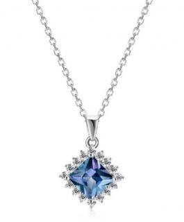 Royal Fashion strieborný náhrdelník pozlátený 18k bielym zlatom Alexandrit DGPS0037-WG