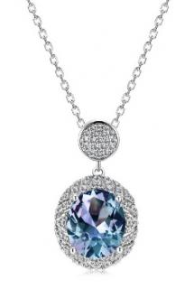 Royal Fashion strieborný náhrdelník pozlátený 18k bielym zlatom Alexandrit DGPS0043-WG