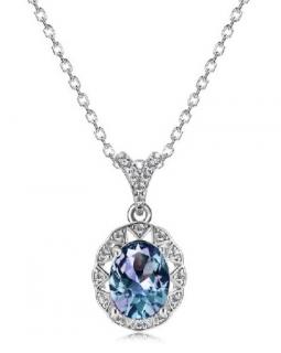 Royal Fashion strieborný náhrdelník pozlátený 18k bielym zlatom Alexandrit DGPS0044-WG