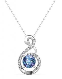 Royal Fashion strieborný náhrdelník pozlátený 18k bielym zlatom Alexandrit DGPS0047-WG
