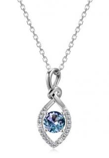 Royal Fashion strieborný náhrdelník pozlátený 18k bielym zlatom Alexandrit DGPS0049-WG