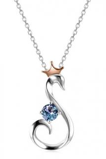 Royal Fashion strieborný náhrdelník pozlátený 18k bielym zlatom Alexandrit DGPS0051-CS