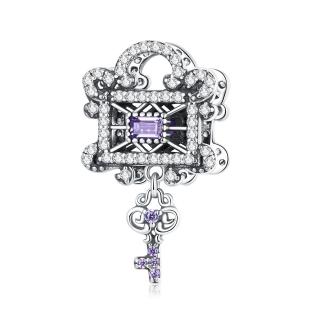 Royal Fashion strieborný prívesok Zámok a kľúč BSC609