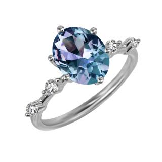 Royal Fashion strieborný prsteň pozlátený 18k biele zlato Alexandrit DGRS0018-WG Velikost prstenu: 6 (EU: 51-53)