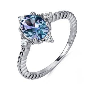Royal Fashion strieborný prsteň pozlátený 18k biele zlato Alexandrit DGRS0022-WG Velikost prstenu: 6 (EU: 51-53)