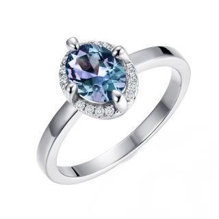 Royal Fashion strieborný prsteň pozlátený 18k biele zlato Alexandrit DGRS0032-WG Velikost prstenu: 6 (EU: 51-53)