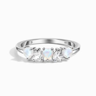 Royal Fashion strieborný rhodiovaný prsteň Láska s drahokamami Moonstony a drahokamami topazy GU-DR20559R-SILVER-MOONSTONE-TOPAZ Velikost: 5 (EU:…