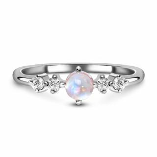 Royal Fashion strieborný rhodiovaný prsteň Rozkoš s drahokamom Moonstonom a drahokamami topazy GU-DR8702R-SILVER-MOONSTONE-TOPAZ Velikost: 9 (EU:…
