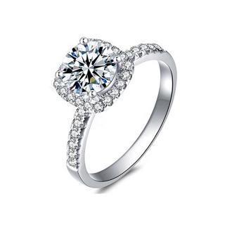 Royal Fashion strieborný rhodiovaný prsteň s drahokamom moissanitom HA-XJZ003-SILVER-MOISSANITE-ZIRCON Velikost: 8 (EU: 57-58)