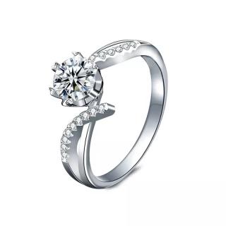 Royal Fashion strieborný rhodiovaný prsteň s drahokamom moissanitom HA-XJZ004-SILVER-MOISSANITE-ZIRCON Velikost: 5 (EU: 49-50)