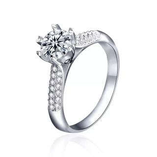 Royal Fashion strieborný rhodiovaný prsteň s drahokamom moissanitom HA-XJZ014-SILVER-MOISSANITE-ZIRCON Velikost: 5 (EU: 49-50)