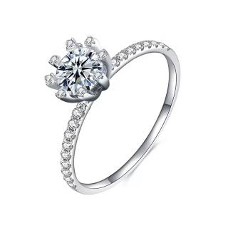 Royal Fashion strieborný rhodiovaný prsteň s drahokamom moissanitom HA-XJZ020A-SILVER-MOISSANITE-ZIRCON Velikost: 6 (EU: 51-53)