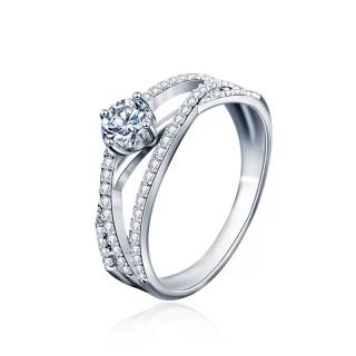Royal Fashion strieborný rhodiovaný prsteň s drahokamom moissanitom HA-XJZ023-SILVER-MOISSANITE-ZIRCON Velikost: 8 (EU: 57-58)