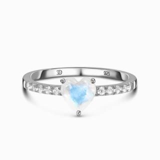 Royal Fashion strieborný rhodiovaný prsteň Srdce s drahokamom Moonstonom a drahokamami topazy GU-DR23089R-SILVER-MOONSTONE-TOPAZ Velikost: 10 (EU:…