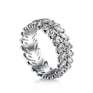 Royal Fashion strieborný rhodiovaný prsteň Trblietavé lístky HA-GR51-SILVER Velikost: 5 (EU: 49-50)