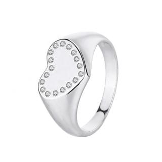 Royal Fashion strieborný rhodiovaný prsteň Trblietavé srdce HA-YJJZ011-SILVER Velikost: 9 (EU: 59-60)