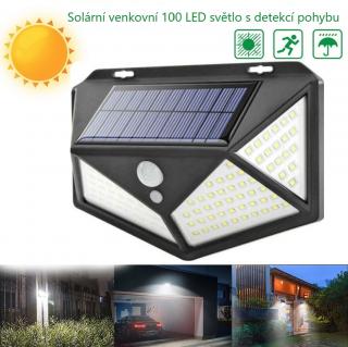 Solárne vonkajšie 100 LED svetlo s detekciou pohybu