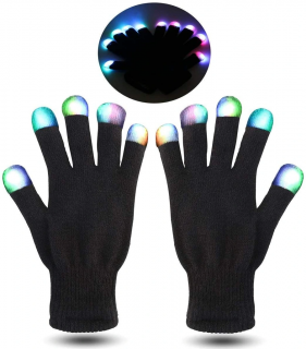 Svietiace zimné rukavice s LED špičkami