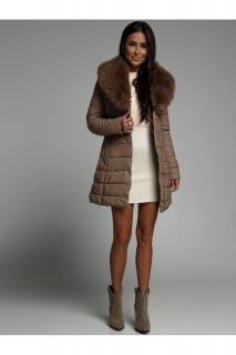 Dámska zimná bunda s kožušinkou GLADES Farba: Hnedá, Konfekčná veľkosť: L