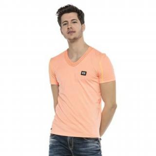 Pánske tričko CIPO & BAXX CT569 NEON CORAL Farba: Oranžová, Konfekčná veľkosť: XXL