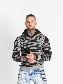 Pánsky sveter CIPO & BAXX CP245 GREY-ANTRASIT Farba: Sivá, Konfekčná veľkosť: XL