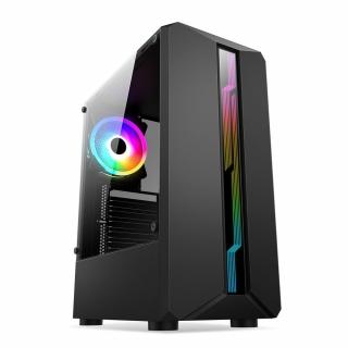 1stCOOL MONSTER SHARK1, stredná veža, AU, USB 3.0, bez napájania, sRGB ventilátor, priehľadný bočný panel, čierny