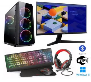 AMD Ryzen 5 4500 Hexa Core,DDR4 RAM 8GB,SSD 1000GB,Gigabyte Geforce GT 1030 2GB,Wifi+Bluetooth,24 LCD monitor Samsung,herný SET,WIN11 PRO