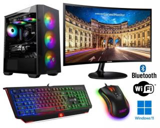 AMD Ryzen 7 5700 8-Core+vodné chladenie,DDR4 RAM 32GB,Gigabyte Geforce RTX 4060 EAGLE OC 8GB,SSD 1000GB,WiFi+Bluetooth,27 LCD Samsung 100Hz prehnutý,Hráčsky SET,WIN11 PRO