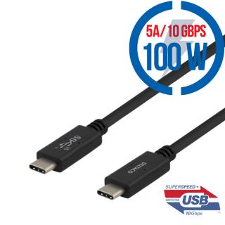 DELTACO USBC-1402M, Kábel USB-C/USB-C, 100W, 1m (DELTACO USBC-1402M, Kábel USB-C/USB-C, 100W, 1m)