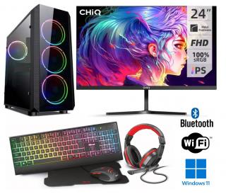 Intel Core i3-12100F Quad Core,DDR4 RAM 16GB,SSD 1000GB,MSI Geforce RTX 3050 VENTUS 6GB Gaming,WiFi+Bluetooth,24 LCD monitor CHiQ MT 24F650,Hráčsky SET,WIN11 PRO