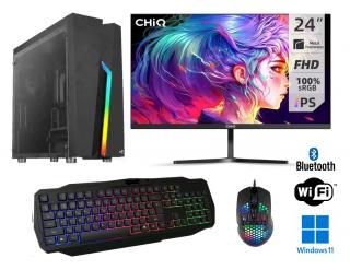 Intel Core i3-12100F Quad Core,DDR4 RAM 8GB,SSD 1000GB,Gigabyte Geforce GT 1030 2GB,WiFi+Bluetooth,24 LCD monitor,Game SET,WIN11 PRO