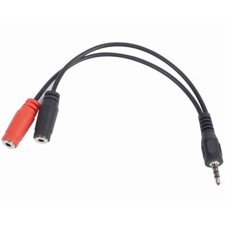 Kábel audio prepájací z jack 4-pin 3,5mm na 2x 3-p (Kábel audio prepájací z jack 4-pin 3,5mm na 2x 3-p)
