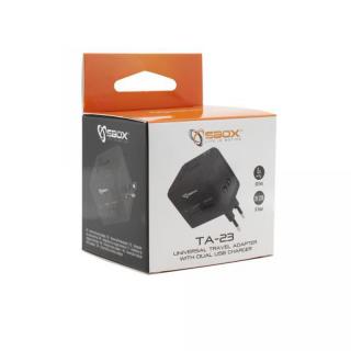 SBOX TA-23, Cestovný adaptér s 2x USB (SBOX TA-23, Cestovný adaptér s 2x USB)