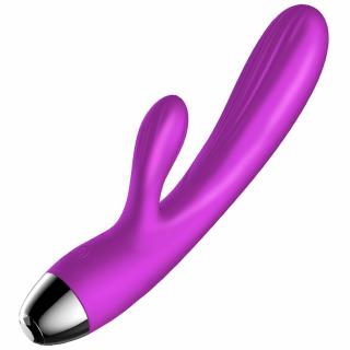 Silikónový vibrátor a pulzátor  Purple USB 7+7 Funkcií / Ohrev